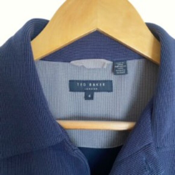 Ted Baker London Blue Ribbed Long Sleeve Button Up Shirt Large - Picture 2 of 3